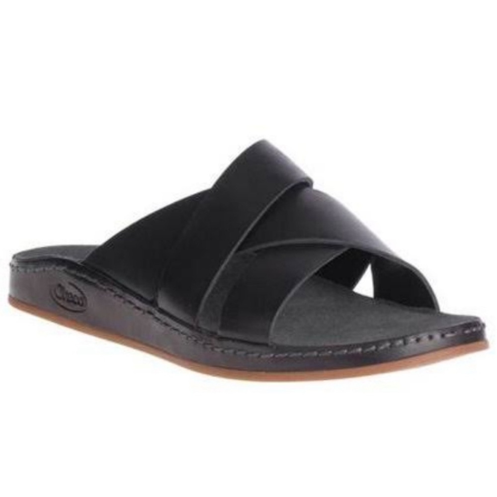 Chaco Wayfarer Sandals Slides Slip On Open Toe Leather Black 8